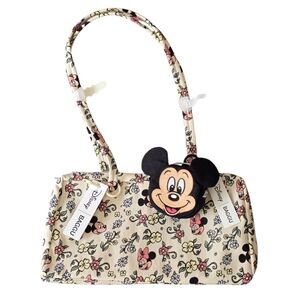 *NWT* BAGGU X DISNEY Storybook  Florals Bowler Bag & Mickey Mouse Bag Charm Set